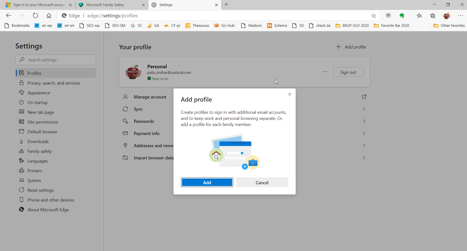 Just How To Create/Switch/Remove Profile in Microsoft Edge of Windows 10