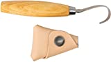 Morakniv Wood Carving Hook Knife 164, Right-Handed, w/Leather Sheath, Birchwood (M-13385)