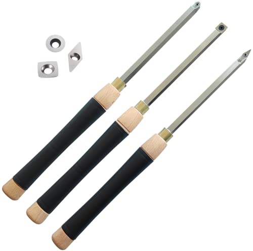 3 Piece Carbide Tipped Woodturning Tools, 16.5' Full Size Carbide Lathe Turning Tools include...