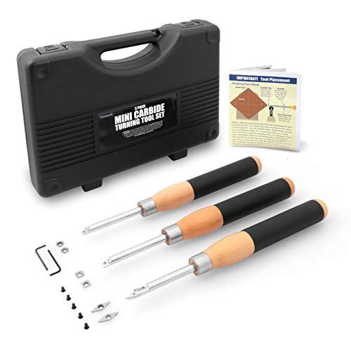 Savannah 3 Piece Carbide Mini Turning Tool Set with Flush Fit Comfort Grip Hardwood Handles | Steel...