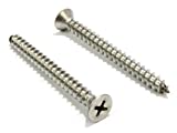 #8 X 1'' Stainless Flat Head Phillips Wood Screw, (100 pc), 18-8 (304) Stainless Steel Screws by...
