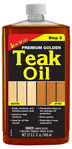 STAR BRITE Premium Golden Teak Oil - Sealer, Preserver, & Finish for Outdoor Teak & Other Fine Woods...