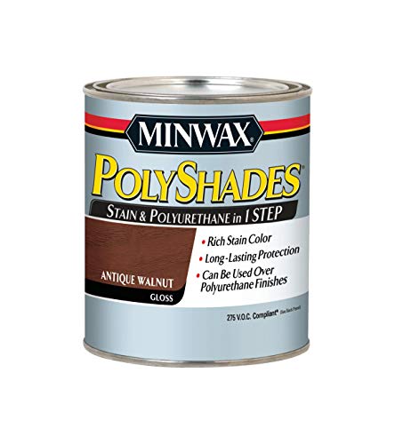 Minwax 617404444 PolyShades - Stain & Polyurethane in 1 Step, quart, Antique Walnut, Gloss