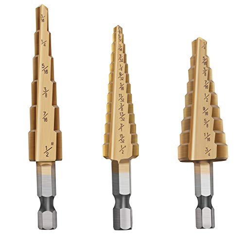 Step Drill Bit,Knoweasy 3pcs High Speed Steel Drill Kit for Metal Aluminium and Wood Drilling Hole