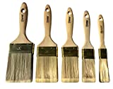Set of 5 Polax Premium Paint Brushes - Long Bristle/Wood Handle - for Acrylic, Chalk, Oil Based,...
