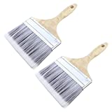 Antrader 6-Inch Wide Soft Tip Bristle Paint Brush Set of 2 Piece Stain Varnish Set with Wood Handles
