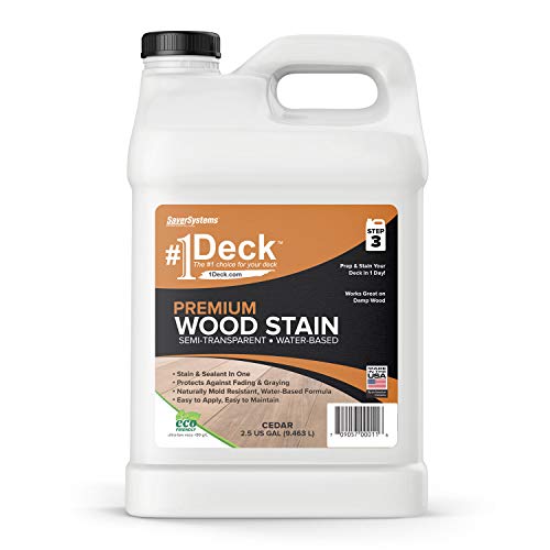 #1 Deck Premium Semi-Transparent Wood Stain for Decks, Fences, & Siding - 2.5 Gallon (Cedar)