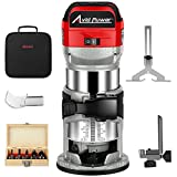 AVID POWER 6.5-Amp 1.25 HP Compact Router with Fixed Base, 5 Trim Router Bits, Variable Speed, Edge...