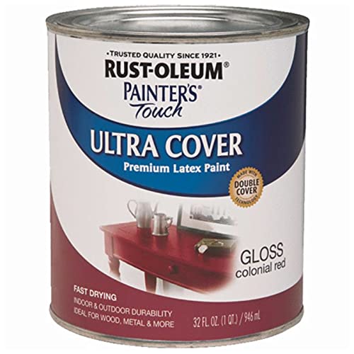 Rust-Oleum 1964502 Painter's Touch Brush Enamel Paint, 32 Fl Oz (Pack of 1), Gloss Colonial Red