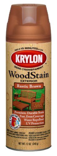 Krylon K03603000 Exterior Semi-Transparent Wood Stain, Rustic Brown, 12 Ounce
