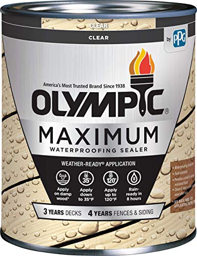 Olympic Stain 56500-04 Maximum Waterproofing Sealant, 1 Quart, Clear