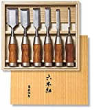 KAKURI Japanese Chisel Set 6-piece, Professional Wood Chisel Nomi for Woodworking, Mortising,...