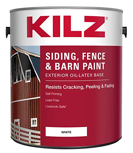 KILZ 10211 Exterior Siding, Fence, and Barn Paint, White, 1-gallon, 1 Gallon (Pack of 1), 128 Fl Oz