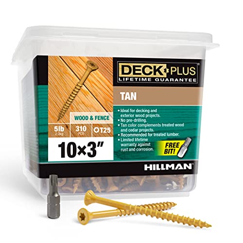 Deck Plus 48419 Wood Screws #10 x 3', Tan, 5lb Box