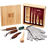 Elemental Tools 9pc Wood Carving Tools Set - Hook Carving Knife, Whittling Knife, Detail Wood...