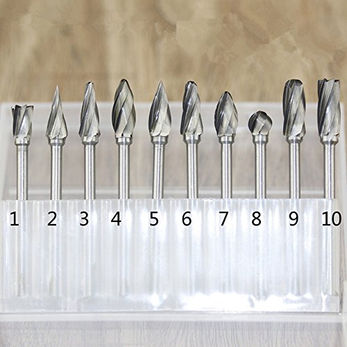 New 10 Pieces Tungsten Carbide Rotary Burr SET 1/8'' Shank Fit Dremel Tools for DIY Woodworking,...