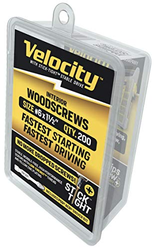 Velocity Interior Wood Screw #6 x 1-1/2' DIY Pack - Includes 200QTY Fasteners & 1 PSD ACR Driver Bit