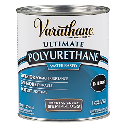 Varathane 200141H Water-Based Ultimate Polyurethane, Quart, Semi-Gloss Finish, 32 Fl Oz