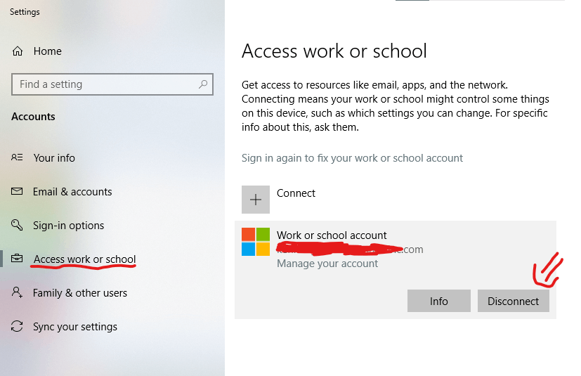 Access Work Or School Windows 10