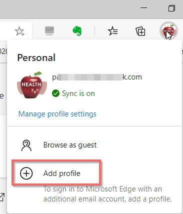 Add Microsoft Edge Profile Windows 10