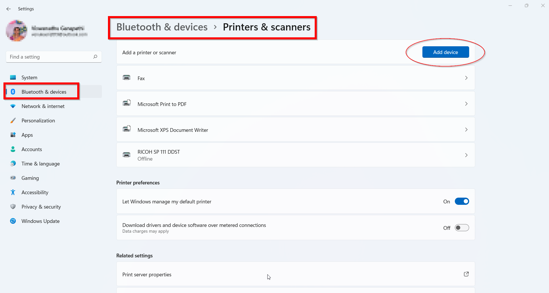 Add Printer Device Win 11