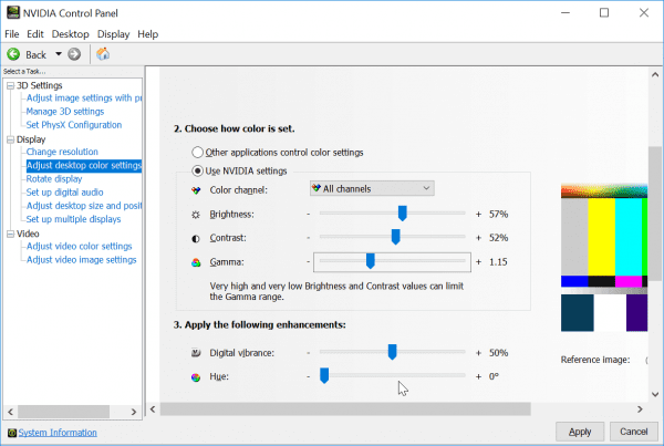 Adjust Desktop Color Settings Optimal Nvidia