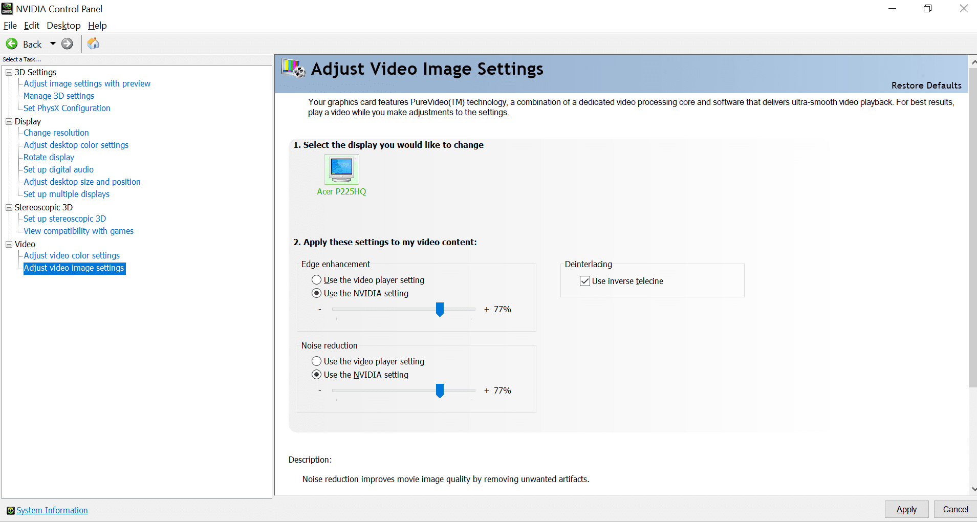 Adjust Video Image Settings