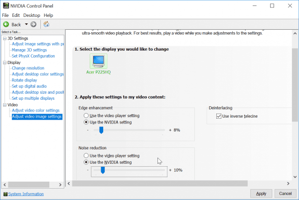 Adjust Video Image Settings Nvidia