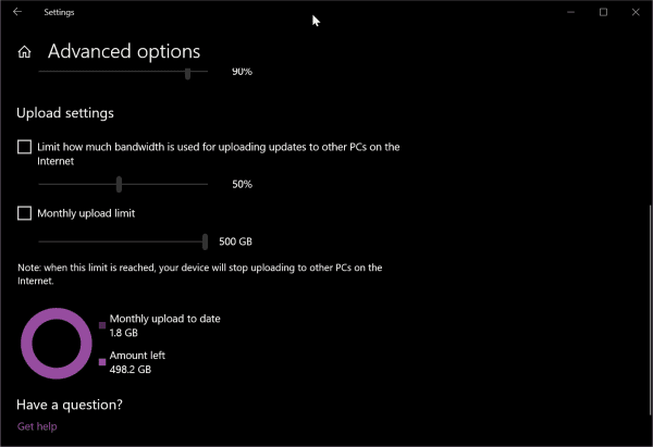 Advanced Options Delivery Optimization Windows 10