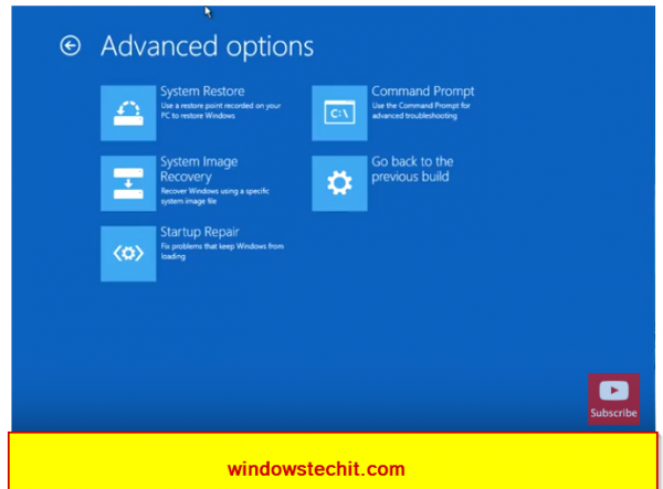 Advanced Options Windows 10 Repair 1