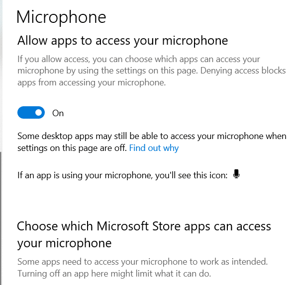 Allow Microphone Access Windows 10 Privacy Setting