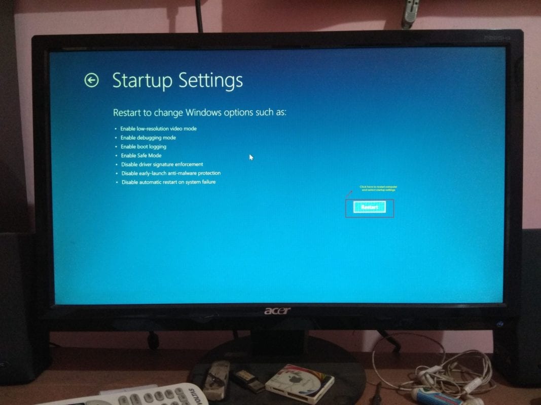 Available Startup Settings Windows 10