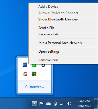 Show Bluetooth Devices Windows 7