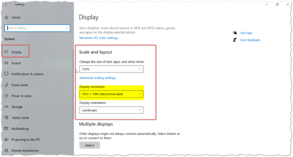 Change Display Resolution Windows 10