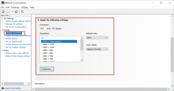 Change Screen Resolution Windows 10 Nvidia Control Panel