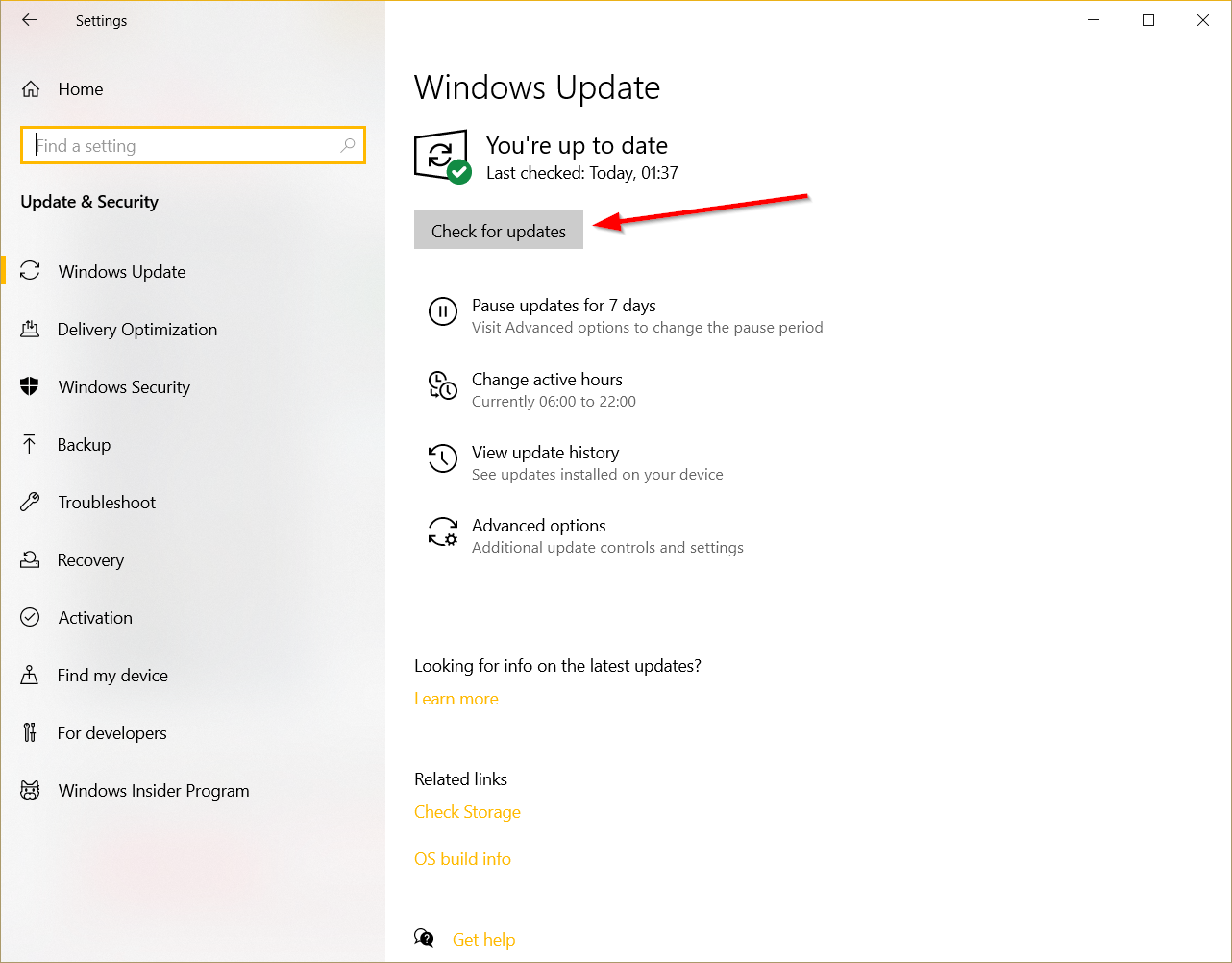 Check For Windows 10 Updates