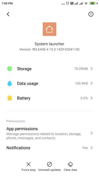 Clear Data System Launcher Xiaomi Redmi Phone