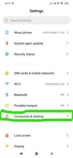 Connection And Sharing Setting Redmi Phone