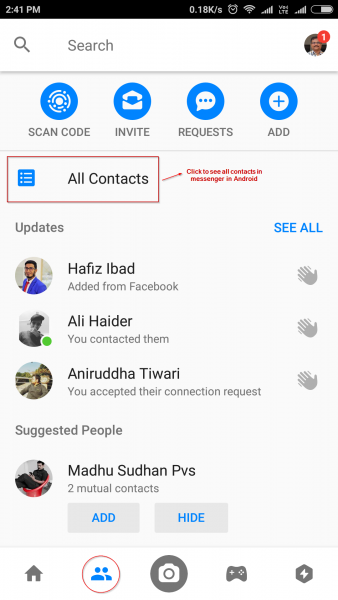 Contact Messenger Android
