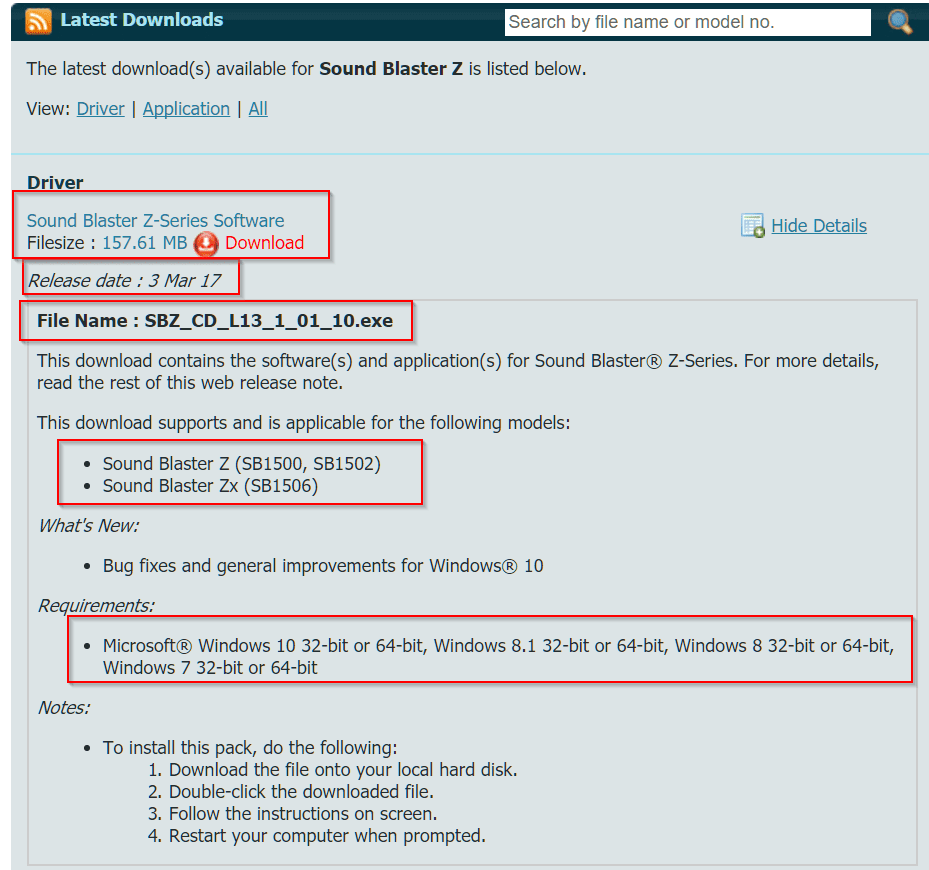 Sound Blaster Z Drivers Download 
