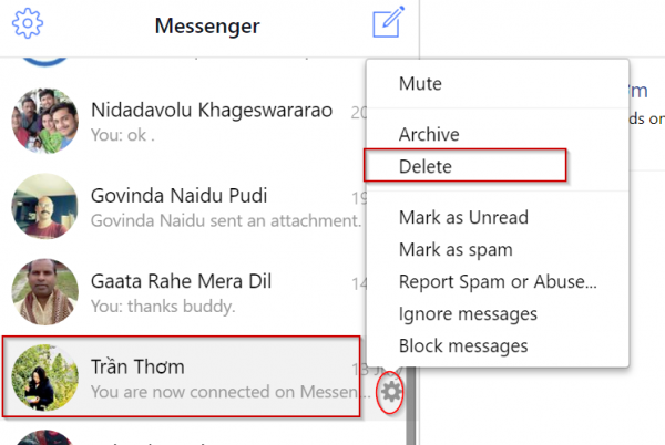 Delete Messenger Contact