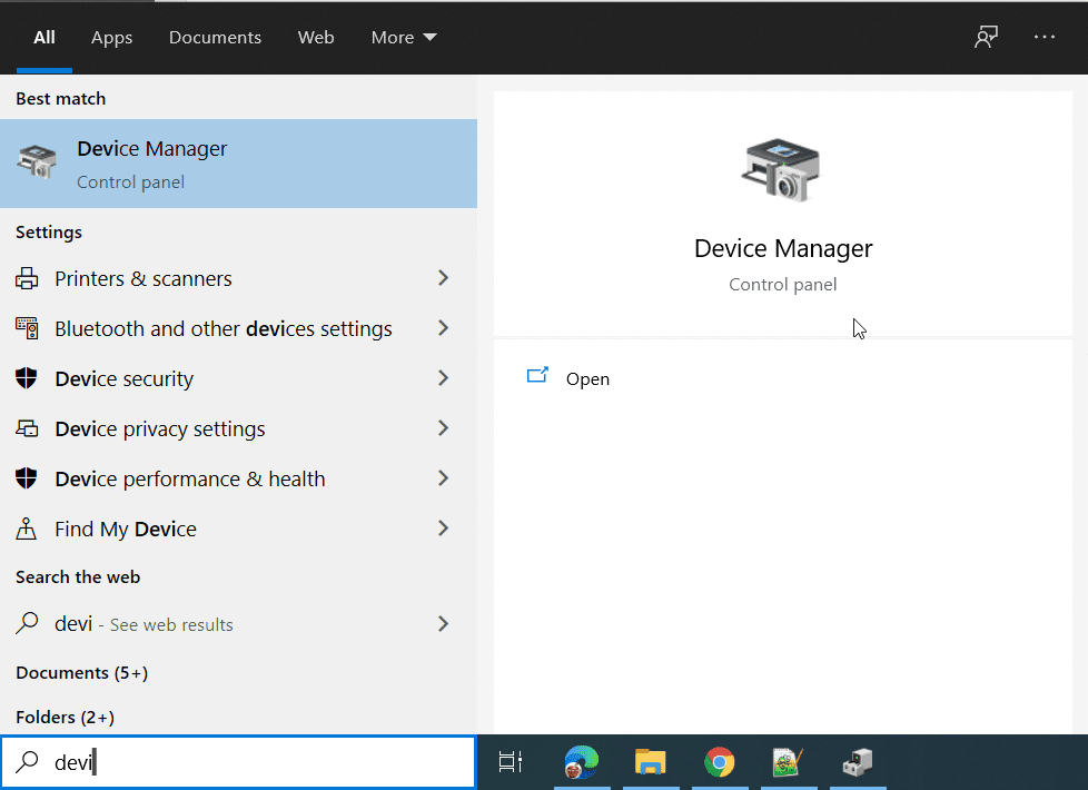 Device Manager Windows 10 Search