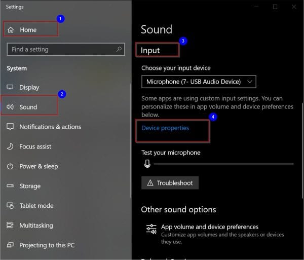 Device Properties Mic Sound Windows 10