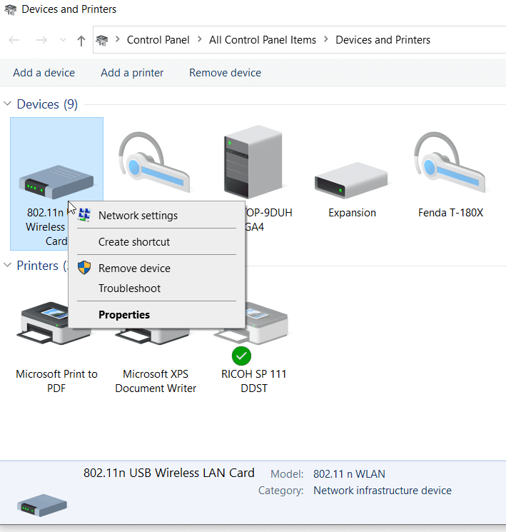 Devices Printers Remove Device Windows 10