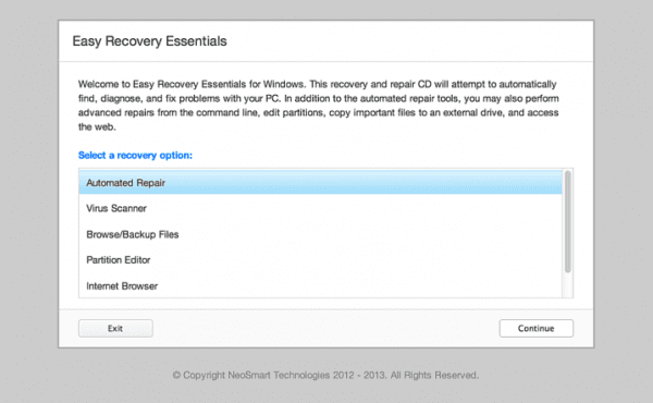 Easy Recovery Essentials Fix 0Xc000000E