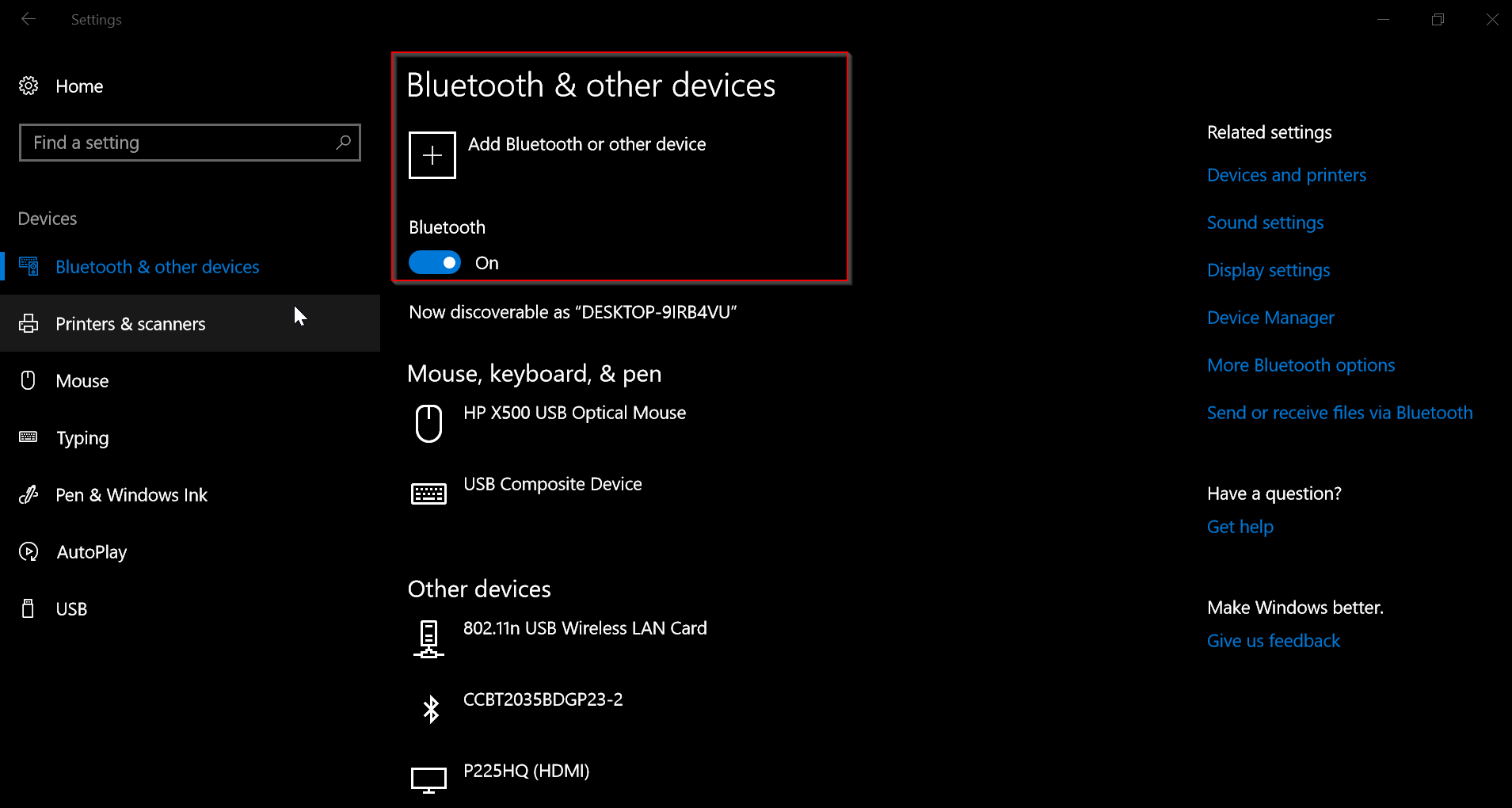 Enable Bluetooth Windows 10