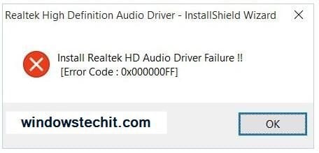 Error Code 0X000000Ff Realtek Audio Driver Problem