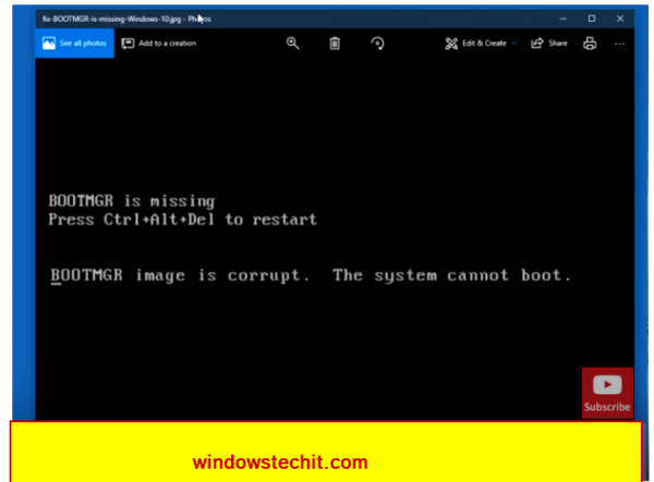 Fix Bootmgr Is Missing Error Windows 10 1