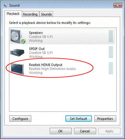 Hdmi Output Device Visibile In Control Panel Options