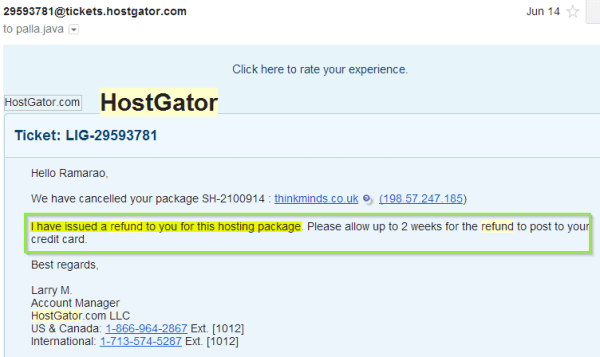 Hostgator Refund